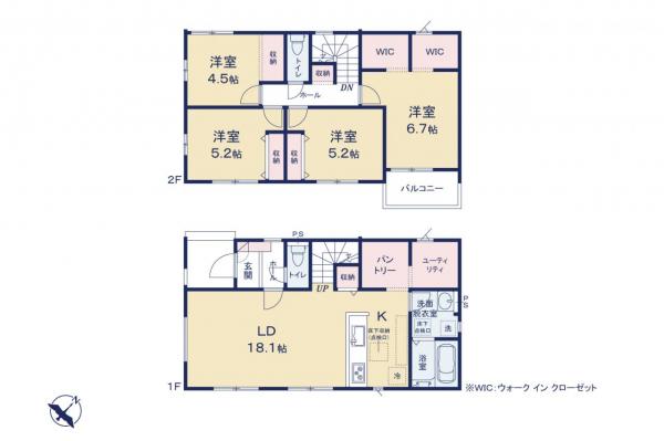 所沢市三ヶ島5丁目　新築一戸建て 間取り図