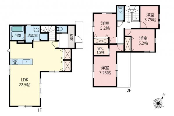 所沢市和ヶ原2丁目　新築一戸建て 間取り図