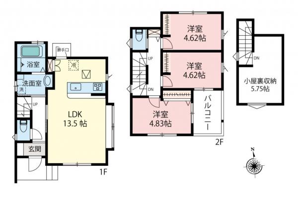 新築一戸建て 所沢市北中3丁目 西武新宿線新所沢駅 3,380万円