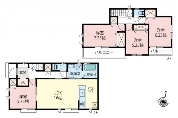 所沢市北原町　新築一戸建て 間取り図
