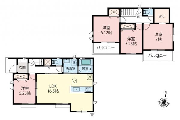 所沢市北原町　新築一戸建て 間取り図