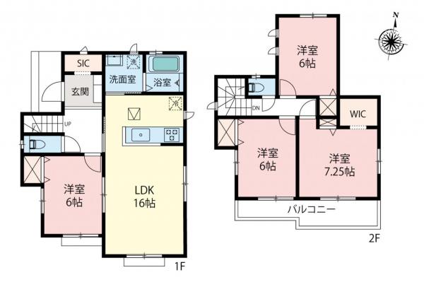 所沢市北原町　新築一戸建て 間取り図