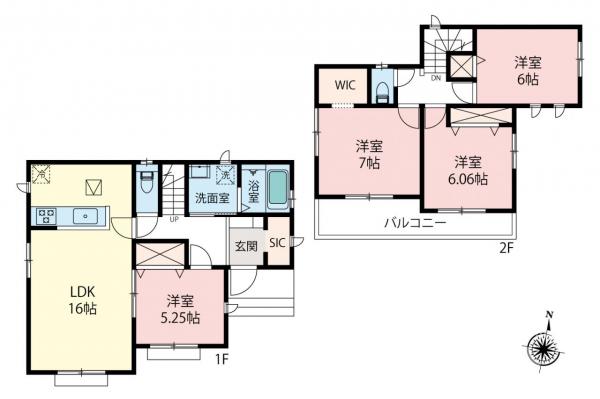 所沢市北原町　新築一戸建て 間取り図