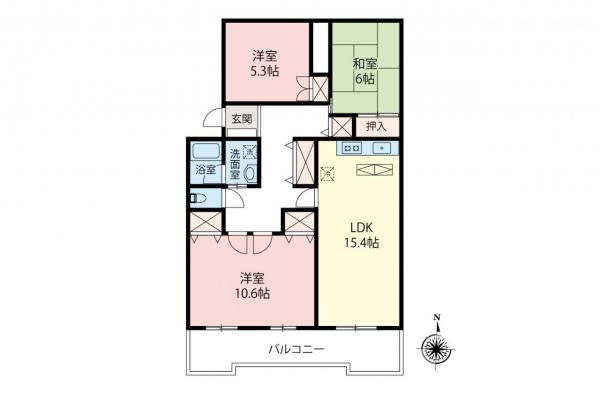 第二期若葉グリーンハイツ　4階 間取り図