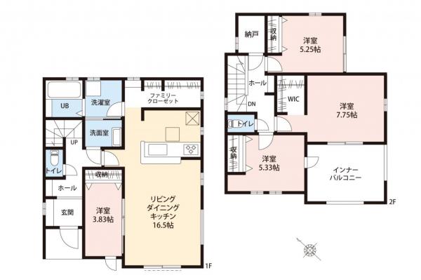 入間市下藤沢2丁目　新築一戸建て 間取り図