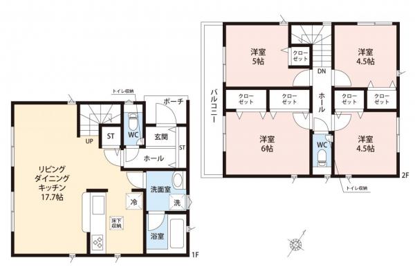 入間市小谷田２丁目　新築一戸建て 間取り図
