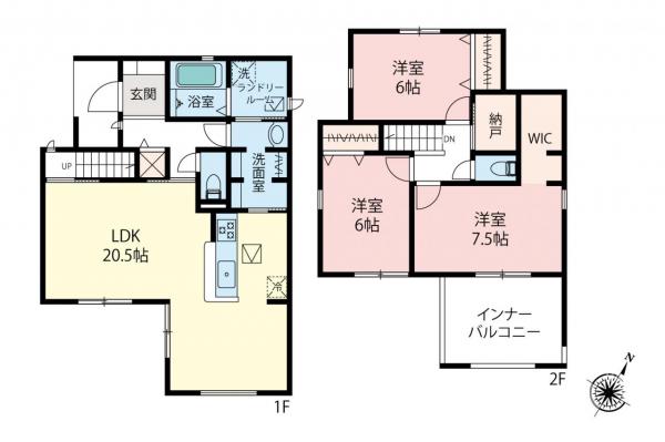 所沢市北野南1丁目　新築一戸建て 間取り図