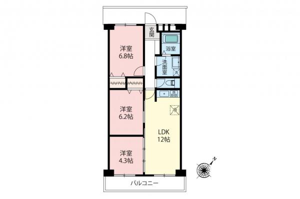 中古マンション 所沢市若松町 西武新宿線航空公園駅 1,980万円