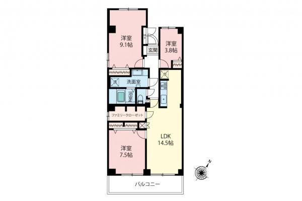 所沢パークハイツマンション　11階 間取り図