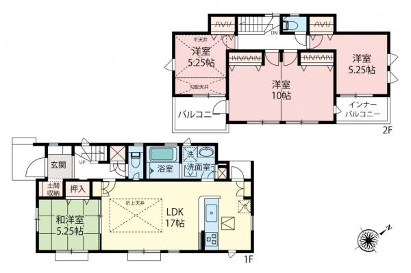 鶴ヶ島市羽折町　新築一戸建て 間取り図