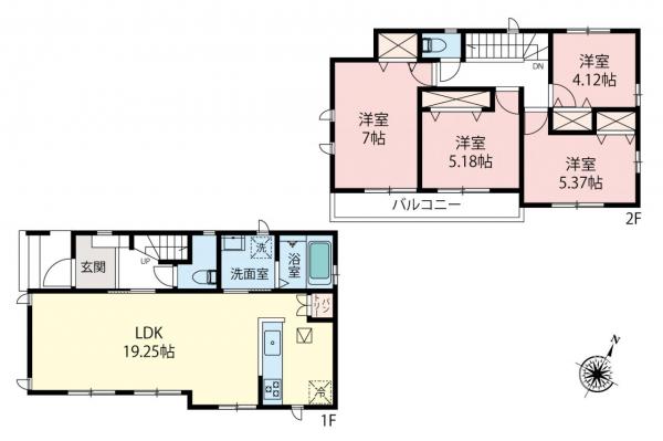 東村山市久米川町2丁目　新築一戸建て 間取り図