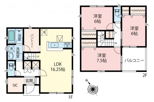 所沢市久米　新築一戸建て 間取り図