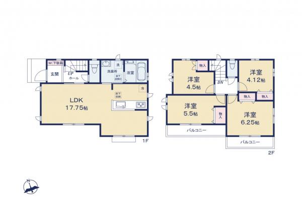 西東京市柳沢3丁目　新築一戸建て 間取り図