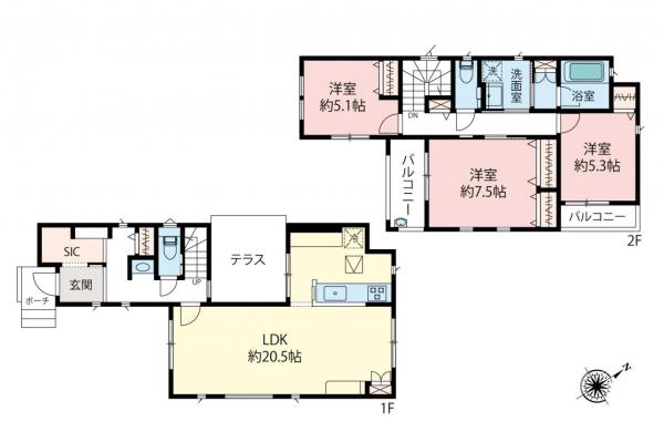 和光市南1丁目　新築一戸建て 間取り図