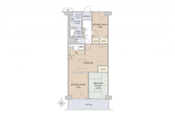 【住協のリフォーム物件】飯能スカイハイツA棟　2階 間取り図