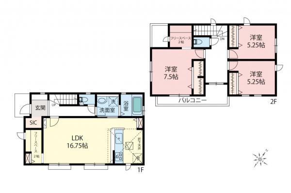 富士見市渡戸1丁目　新築一戸建て 間取り図