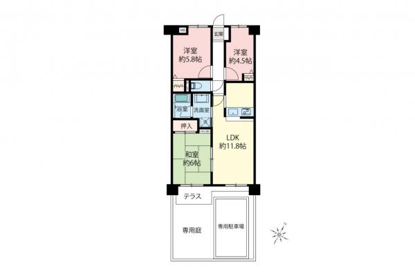 コスモ東松山　1階 間取り図