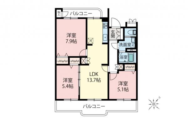 みずほ台団地　2階 間取り図
