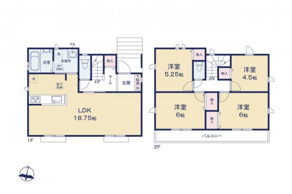 清瀬市中里3丁目　新築一戸建て 間取り図