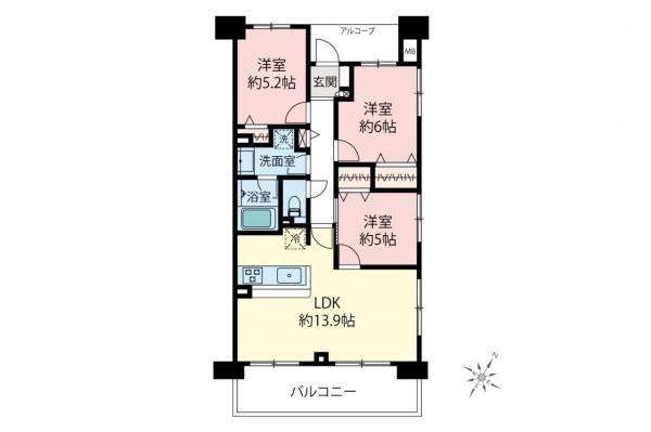 コンフォート若葉ポルカ　6階 間取り図