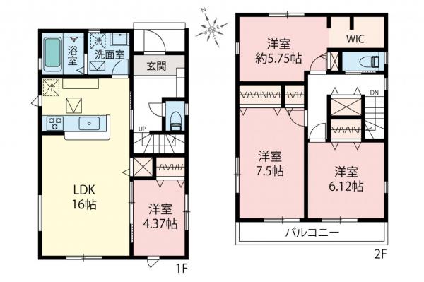 新座市畑中1丁目　新築一戸建て 間取り図