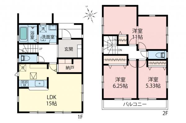 新座市畑中1丁目　新築一戸建て 間取り図