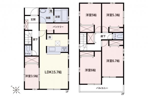 青梅市長淵　新築戸建 間取り図