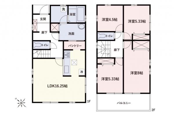 青梅市長淵　新築戸建 間取り図
