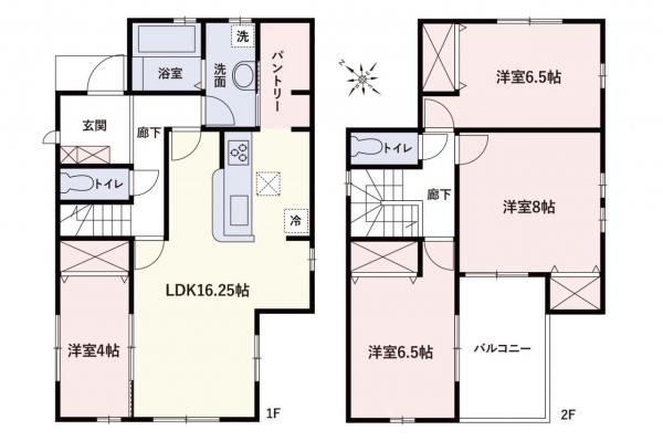 青梅市長淵　新築戸建 間取り図