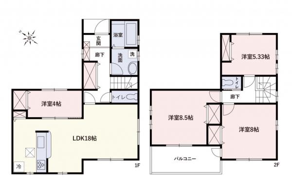 青梅市長淵　新築戸建 間取り図