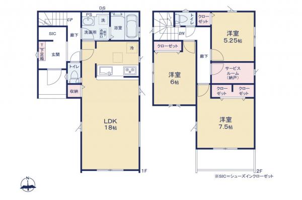 新座市石神2丁目　新築一戸建て 間取り図