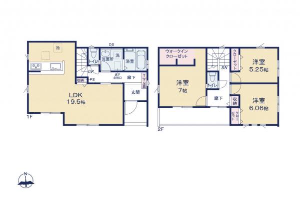 新座市石神2丁目　新築一戸建て 間取り図