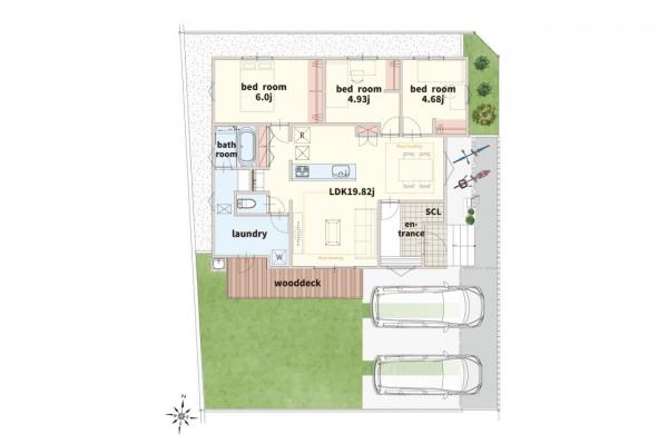 【完成見学会開催】CasaVille Kawagoe ～太陽と暮らす平屋建て～ 間取り図