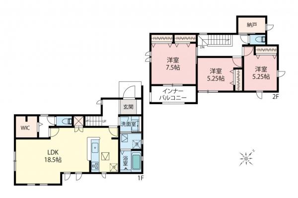 東村山市久米川町3丁目　新築一戸建て 間取り図