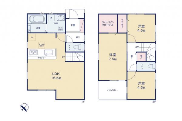 新座市野火止3丁目　新築一戸建て 間取り図