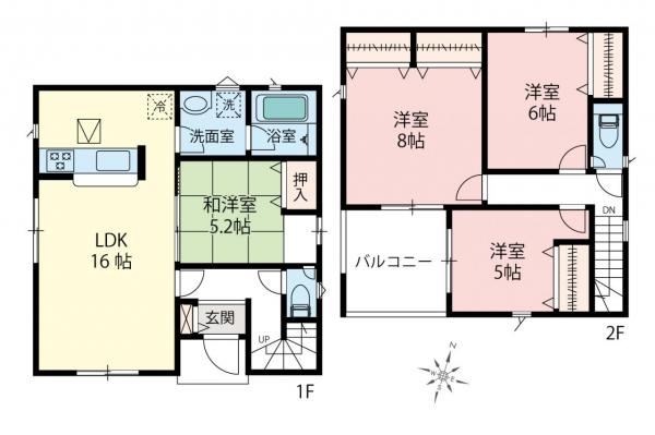 所沢市北野南2丁目　新築一戸建て 間取り図