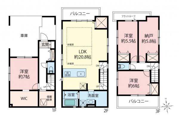 中野区江古田1丁目　新築一戸建て 間取り図