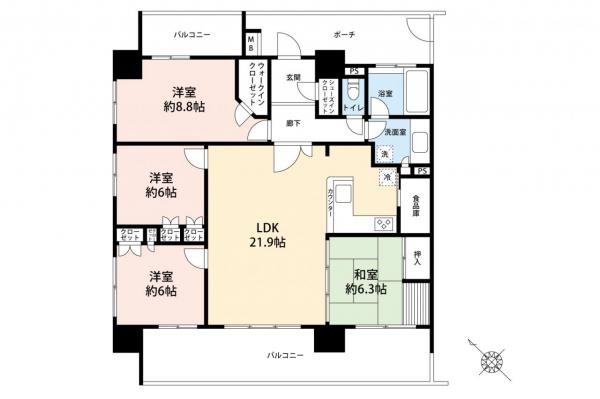 グランシアタワー狭山　３階 間取り図
