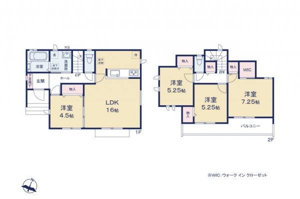 東村山市秋津町3丁目　新築一戸建て 間取り図