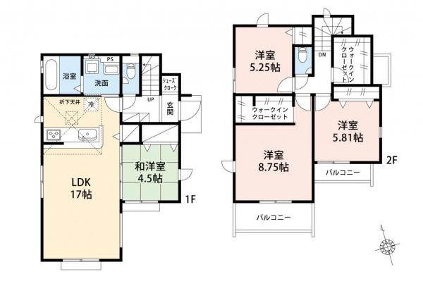 狭山市柏原　新築一戸建て 間取り図