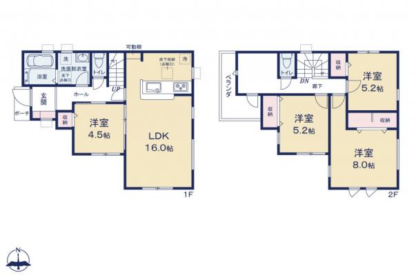 小平市津田町1丁目　新築一戸建て 間取り図