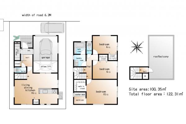 【ガレージハウス／スカイバルコニー】川越市中台2丁目　新築一戸建て 間取り図