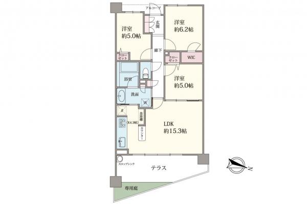 【駅徒歩4分・ペット可】ユアコート狭山ヶ丘コンフィア　1階 間取り図