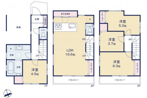 朝霞市仲町1丁目　新築一戸建て 間取り図