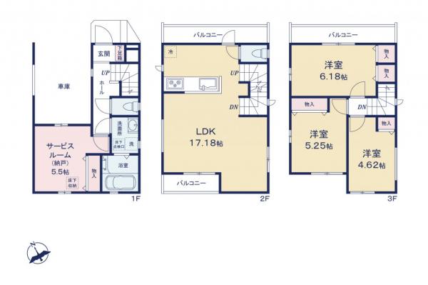 富士見市鶴馬　新築一戸建て 間取り図