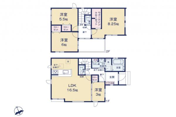 朝霞市膝折町3丁目　新築一戸建て 間取り図
