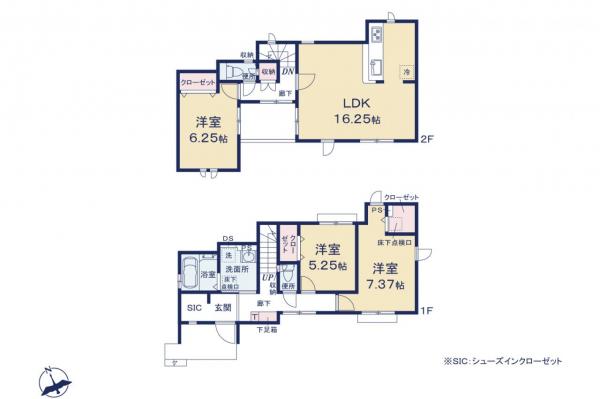 朝霞市膝折町3丁目　新築一戸建て 間取り図