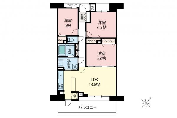 レクセルプラッツァみずほ台　5階 間取り図