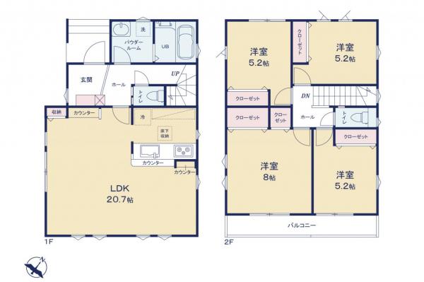 朝霞市田島2丁目　新築一戸建て 間取り図
