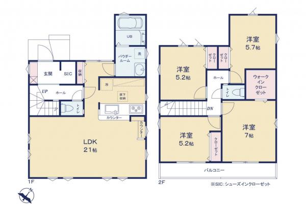 朝霞市田島2丁目　新築一戸建て 間取り図